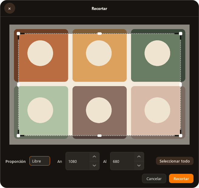 FilePetal crop editor showing crop handles and aspect ratio controls
